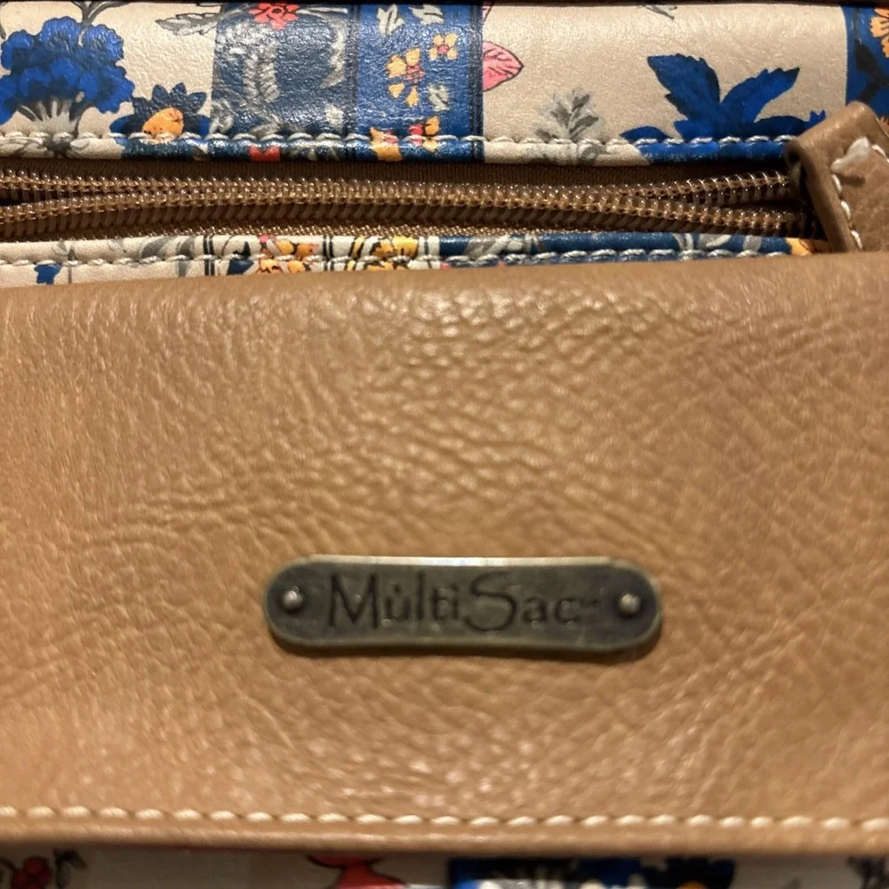 MultiSac‎ Zippy Triple Compartment Crossbody Bag Purse Traveling Pockets EUC